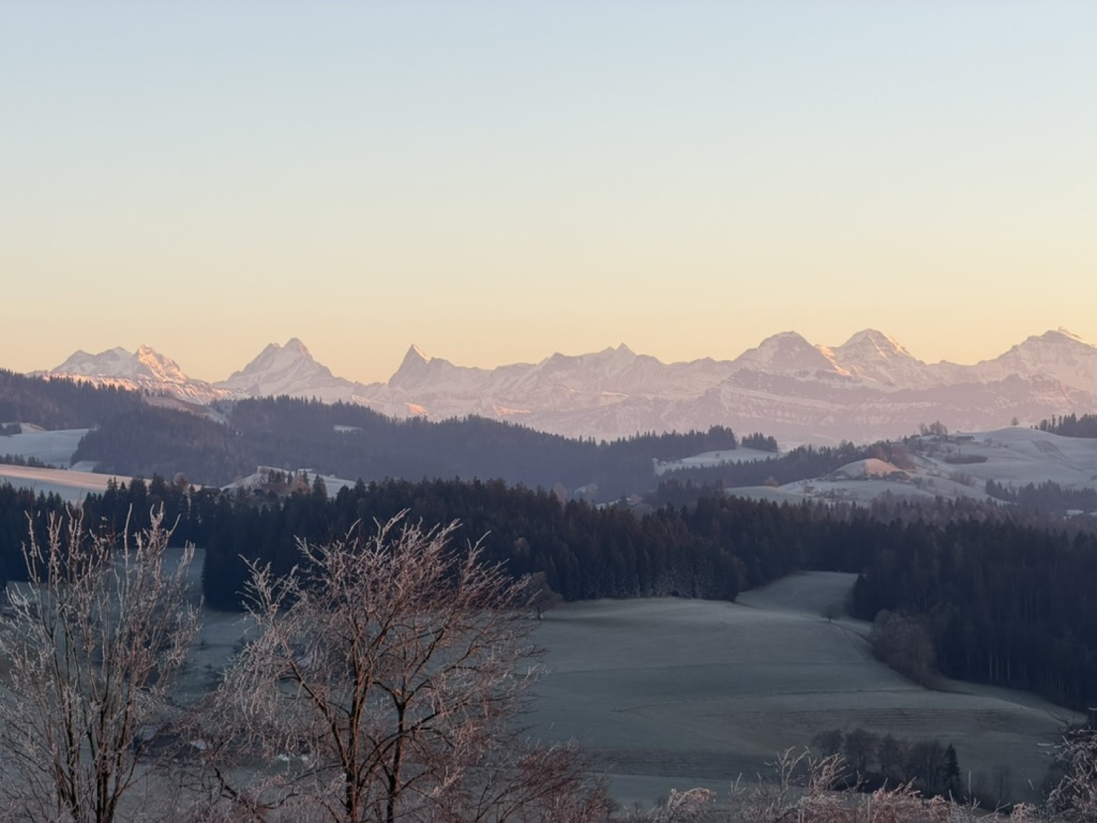 Winterlandschaft mit Alpenpanorama
